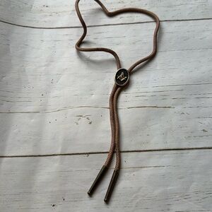 Vintage Masonic Bolo Tie Necklace brown gold black